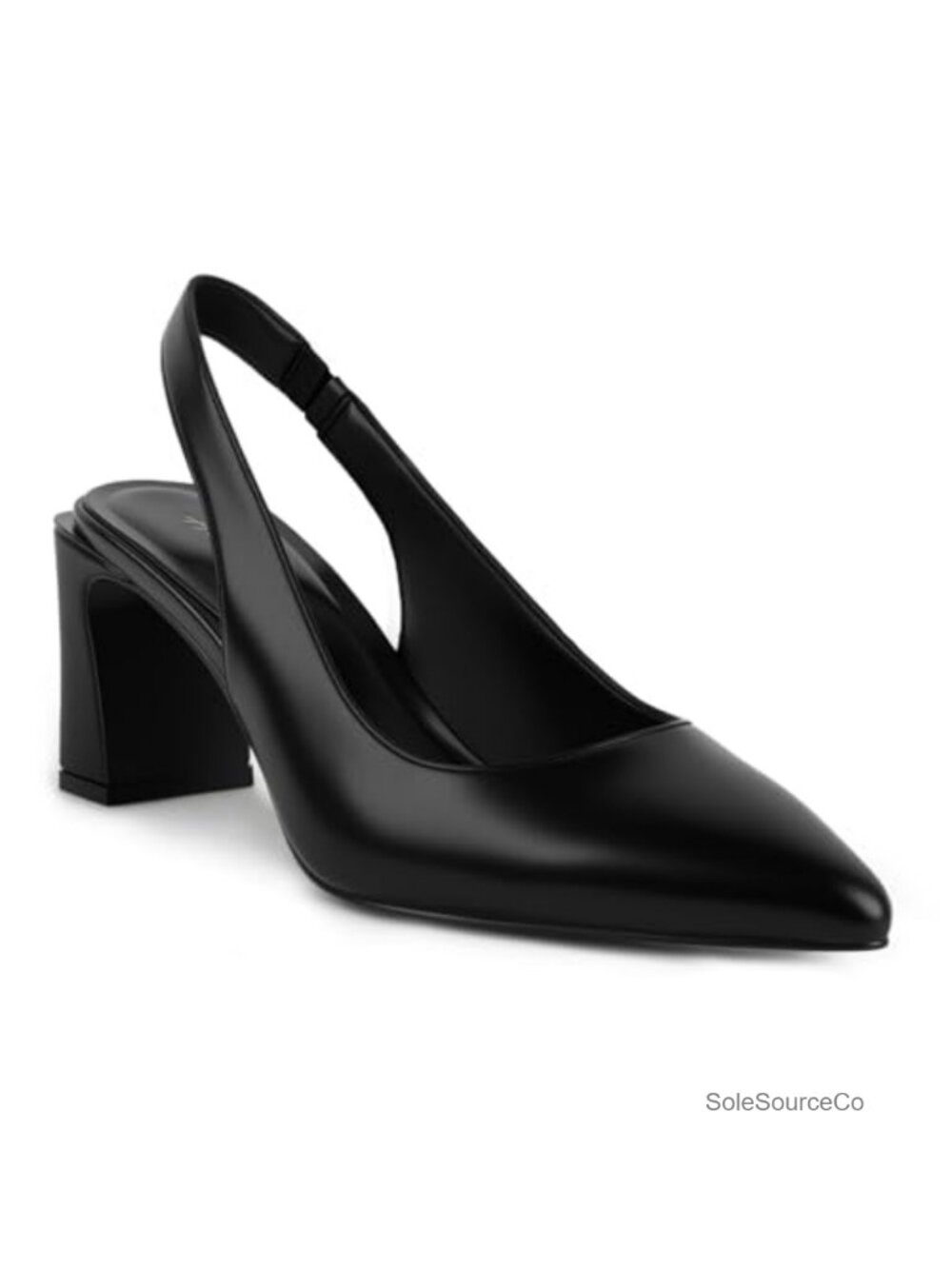 Chunky Block Heels for Women Pointed Toe Slingback Ankle Strap Pumps